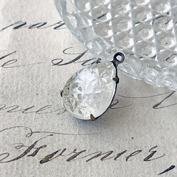 Glass Pendant Pear 約18mm×11mm [PDT-934]＊1個＊Vintage＊ 1枚目の画像