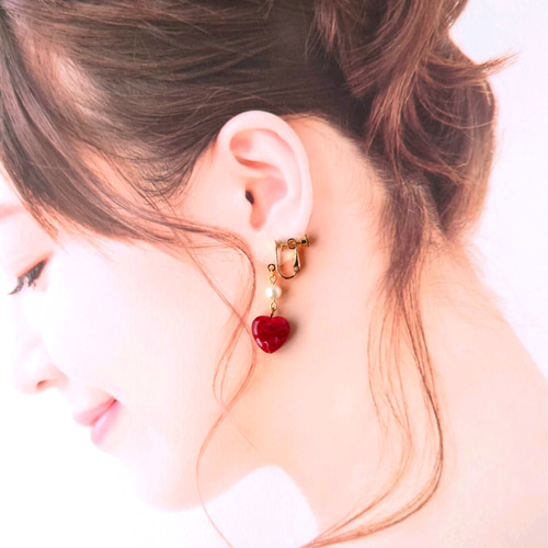 魅惑のハート ピアス・イヤリング ピアス（フック・チェーン