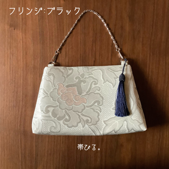 ＊Handbag ✳︎ハンドバッグ✳︎西陣✳︎パーティ✳︎上品✳︎プラチナ✳︎白金✳︎ 3枚目の画像