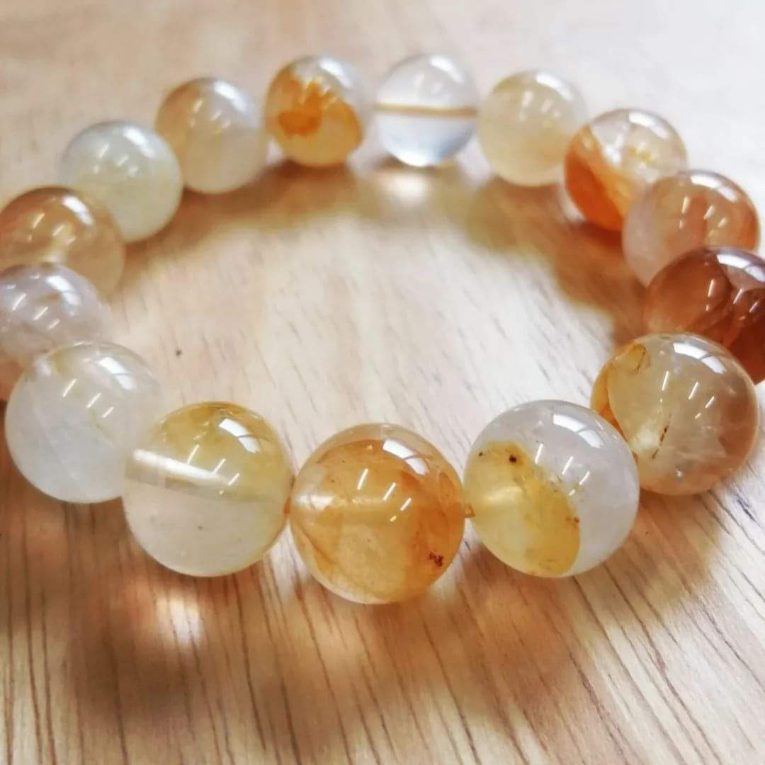 ◆マニカラン水晶ゴールデンフラワーファントムのブレスレット⁡ ⁡⁡ ⁡ 8500円（送料無料⁡）⁡