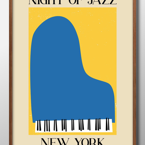 9348 ポスター 絵画 A3サイズ『JAZZ ジャズ ピアノ 音楽』アート