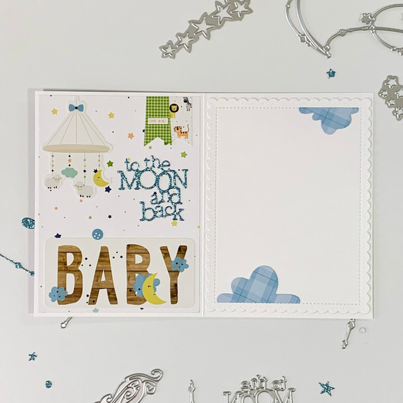 【赤ちゃん】赤ちゃんへのお手紙に♡出産のお祝いなど（男の子）二つ折りメッセージカード 2枚目の画像