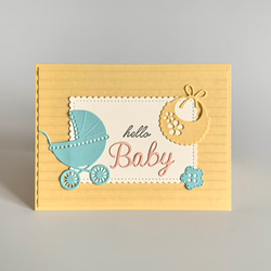 【出産祝い：黄色】ほおずりしたくなる可愛い赤ちゃんへ♡生まれて初めてのメッセージ　二つ折り 6枚目の画像