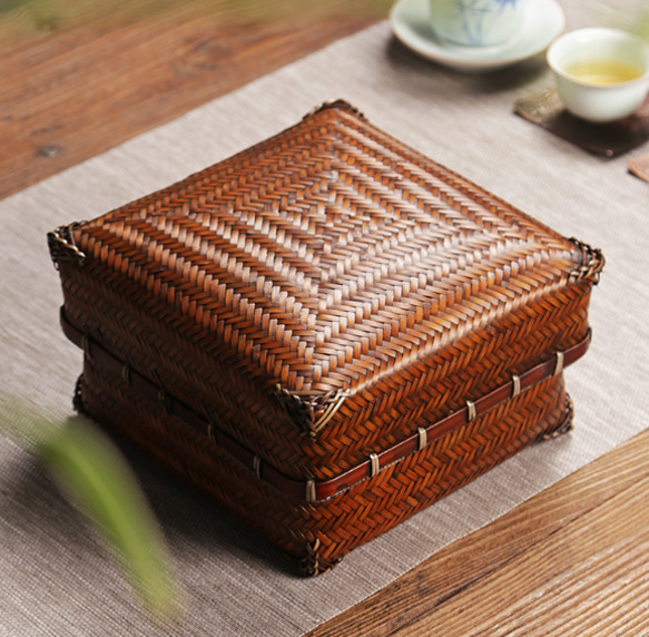 定番人気！ 茶具☆茶道具籠☆竹の編☆茶道☆手作り☆收納盒☆竹編細工籠﻿ A 木工、竹工芸
