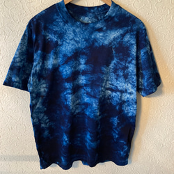 天然藍染　カジュアルTシャツ半袖男性用M 1枚目の画像