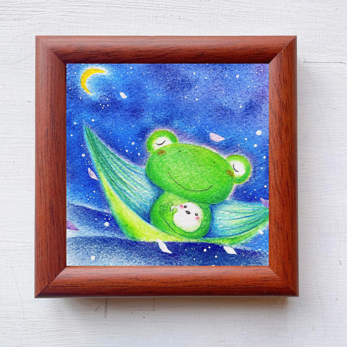 カエルの絵 かえる 蛙 可愛い 癒し ヒーリング パステル画