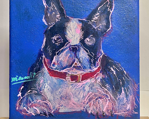 フレンチブルドッグ　犬　フレブル　キャンバスF6号　アクリル画　BAEZ3 フレンチブルドッグ 犬 フレブル キャンバスF6号 アクリル画 BAEZ3