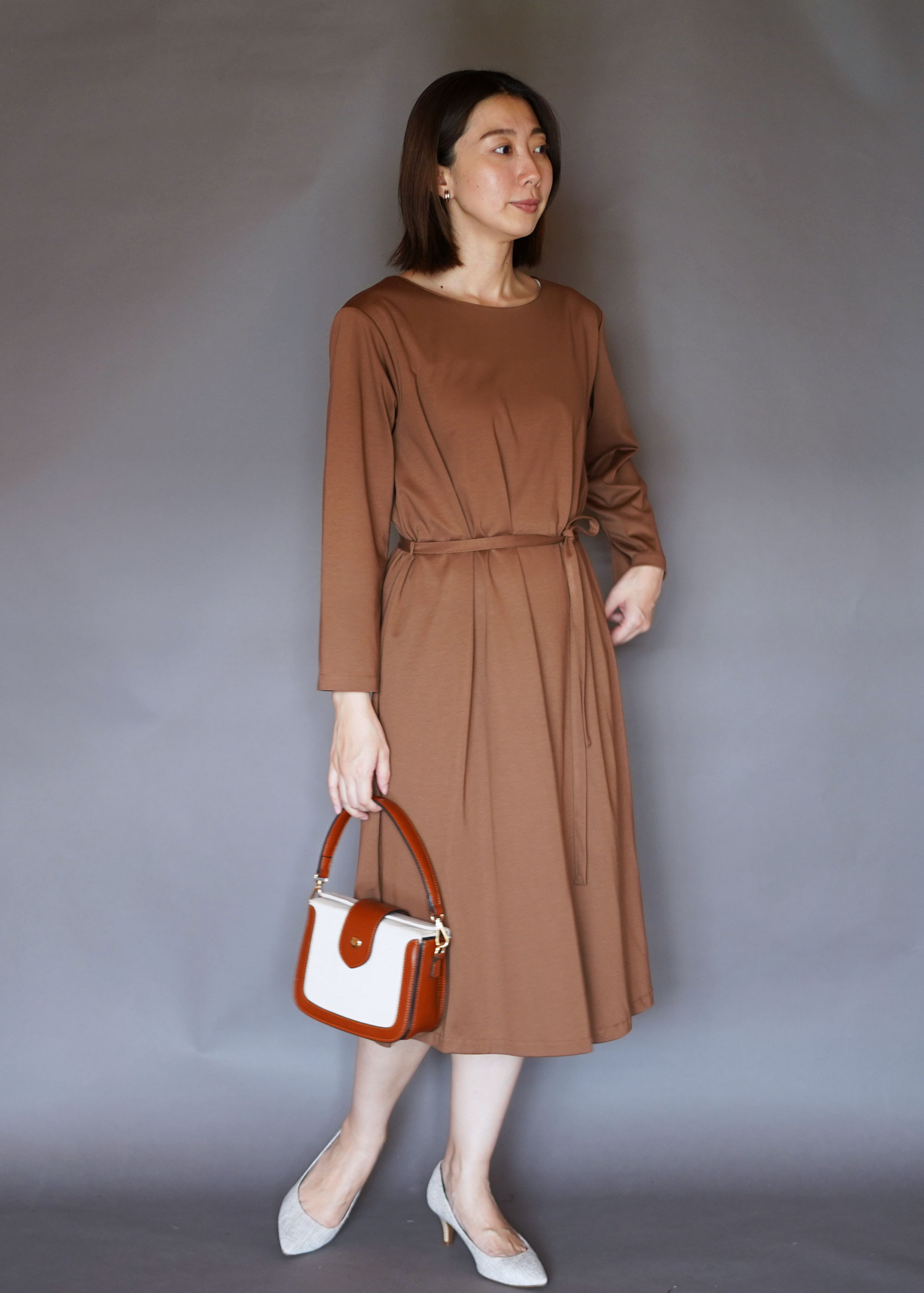 【受注制作】大人のリラックスワンピース◇ブラウン *定番生地*