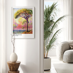 アートポスター 1905年名画 点描画 サンセット 森林アート モダン リビング装飾 5194 3枚目の画像