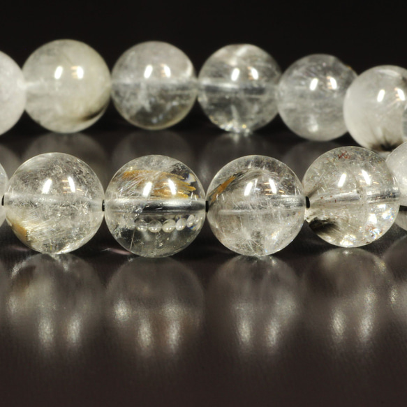 【白金に輝くブルッカイトが美しい】１０ミリ 一点物 プラチナルチル ブレスレット ２９ｇ Ｐｒ９１ 作品動画あり ギフト 2枚目の画像