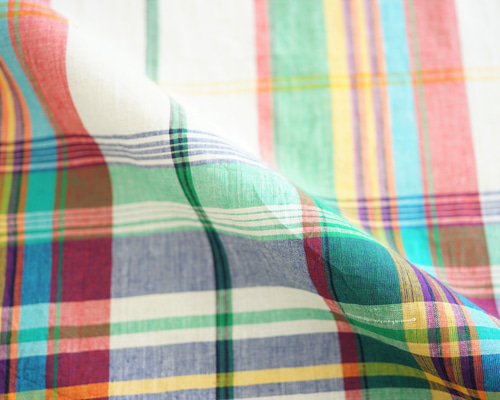 マドラスチェック】インド綿【11DF-SS-002】大柄 110cm×1m 希望m