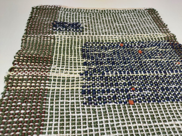 手織り　色糸あそびのインテリアマット　作品2371 2枚目の画像