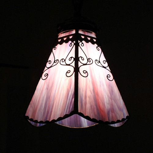 パープルとピンクのステンドグラスランプ テーブルランプ Cattleya pink カトレア ピンク - オリジナル