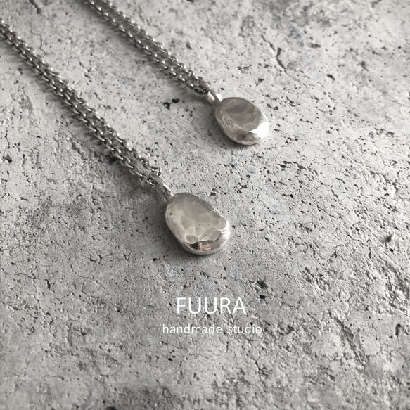 melt necklace silver L size /シルバー/ネックレス/溶かした銀/シンプル 1枚目の画像