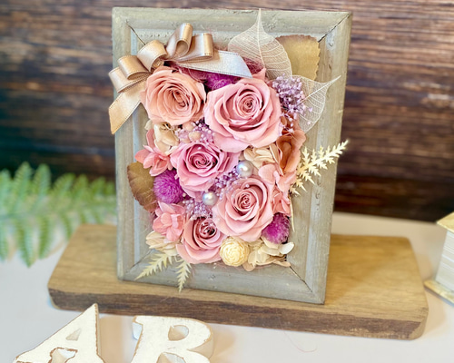 プリザーブドフラワーアレンジメント フレームアレンジ アンティーク