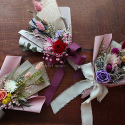 エレーヌ　プリザーブドフラワーとドライフラワーの花束（S)サイズ　韓国風ラッピングで華やかに。贈り物に 2枚目の画像