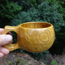 　黄金色の桑の一木彫りコーヒーカップ 5枚目の画像