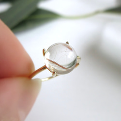 美粒】8mm「ゴールドルチルクォーツ」カボションリング 指輪・リング