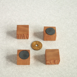 ●屋久杉　木製　キューブ　マグネット　4個セット　磁石　K131 4枚目の画像