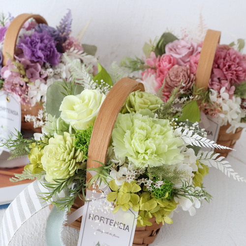 フラワーアレンジメント　3点おまとめ フラワーアレンジメント ～apple green～ プリザーブドフラワー