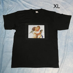 ブグロー　アムールとプシュケー子供たち　天使のキス　綿TシャツXL黒 1枚目の画像