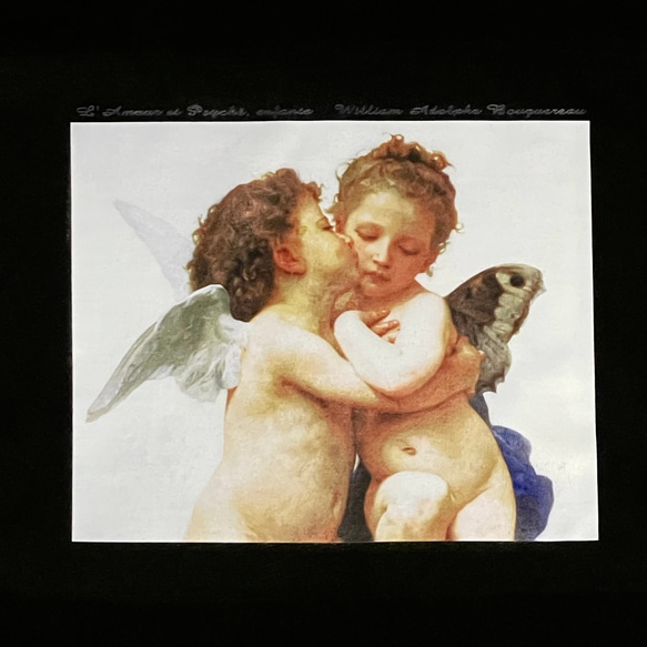 ブグロー　アムールとプシュケー子供たち　天使のキス　綿TシャツXL黒 2枚目の画像