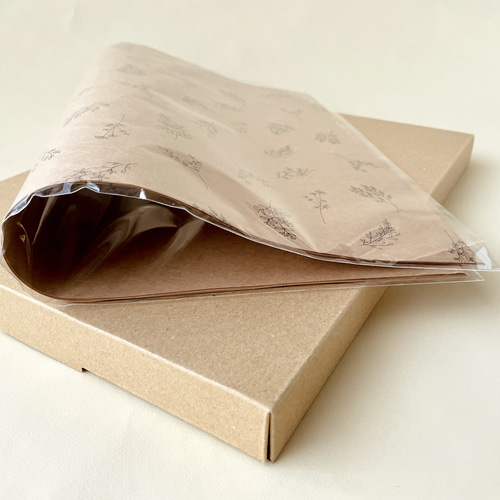 A3 ラッピングペーパー クラフト紙 (10枚入り) ボタニカル柄 包装紙