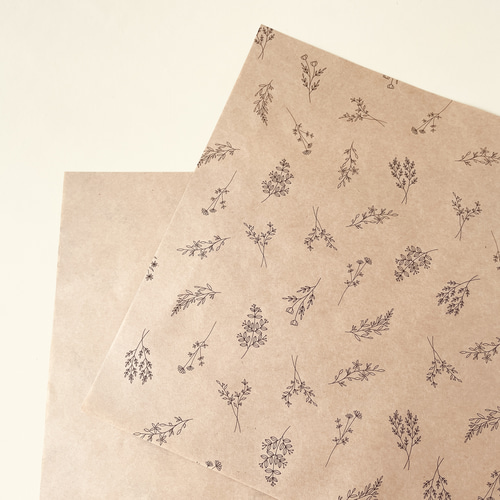 A3 ラッピングペーパー クラフト紙 (10枚入り) ボタニカル柄 包装紙
