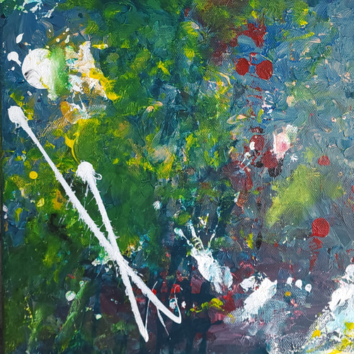 B】抽象画 緑色 立体的 ウォールアート アクリル 絵画 アート
