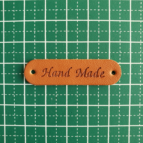 タグ 革タグ ハンドメイド ロゴ 赤茶 10枚セット T-344 ワッペン