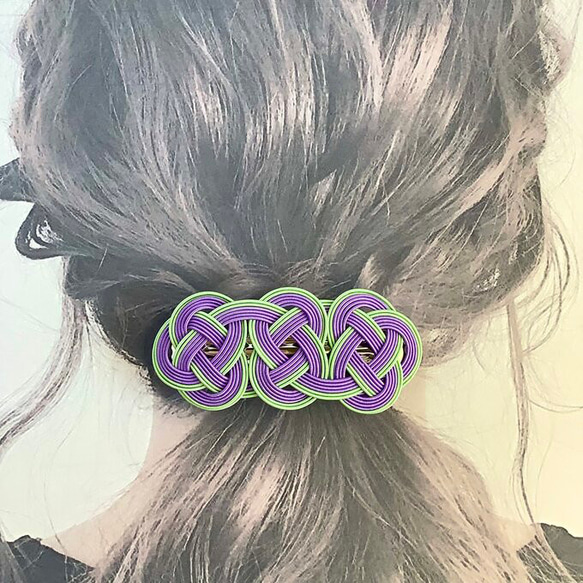 水引“Mizuhiki”製作　抹茶牛奶和薰衣草　髮飾 第6張的照片