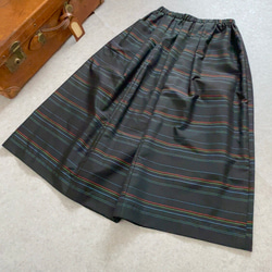 大島紬縞柄　着物リメイクレトロかわいいスカート&ストールのセット(ボーダー) 6枚目の画像