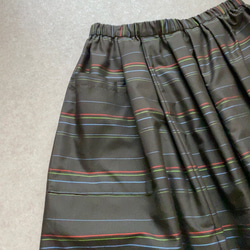 大島紬縞柄　着物リメイクレトロかわいいスカート&ストールのセット(ボーダー) 8枚目の画像