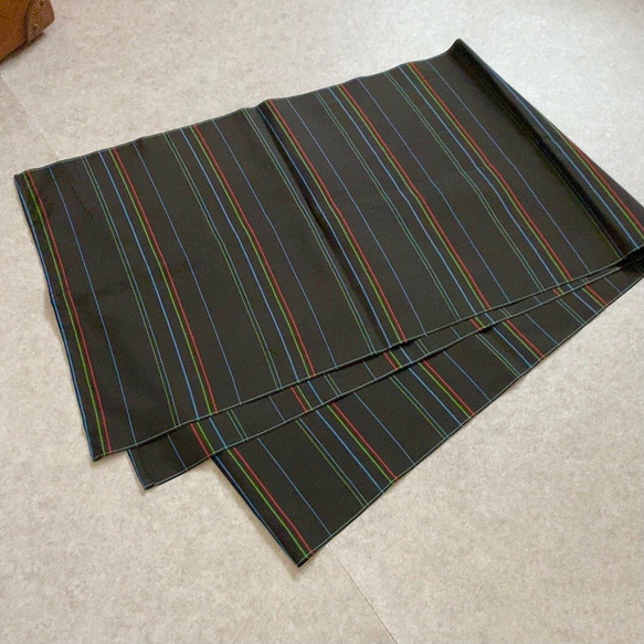 大島紬縞柄　着物リメイクレトロかわいいスカート&ストールのセット(ボーダー) 7枚目の画像