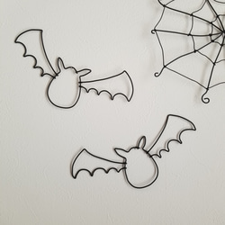 ハロウィン ワイヤーアート 壁飾り コウモリ 【2羽セット】 飾り