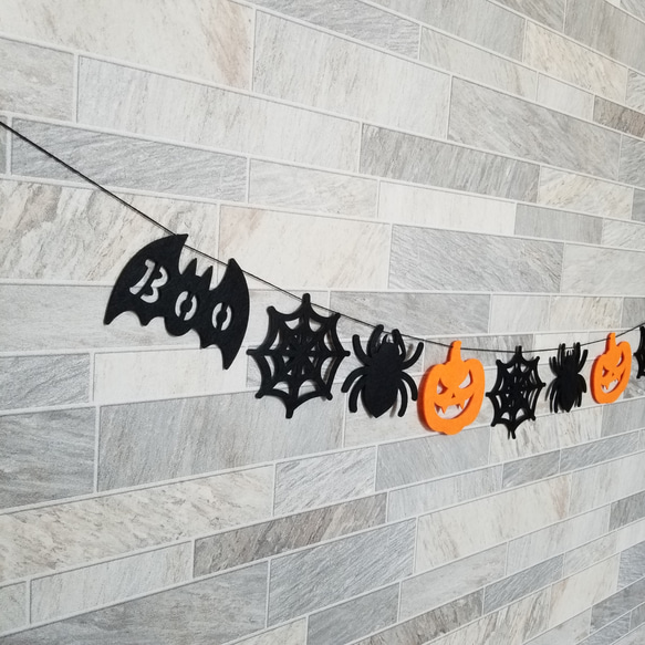 ハロウィン ガーランド 壁飾り 【かぼちゃ】 飾り フェルト ジャックオランタン ウォールデコ インテリア雑貨 2枚目の画像