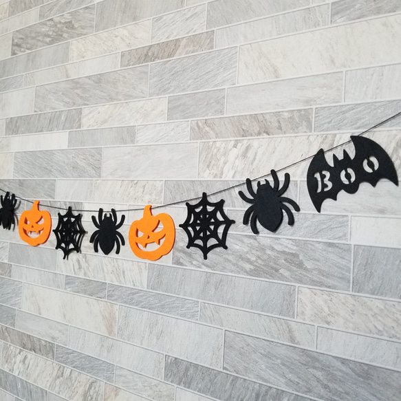 ハロウィン ガーランド 壁飾り 【かぼちゃ】 飾り フェルト ジャックオランタン ウォールデコ インテリア雑貨 4枚目の画像