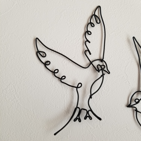 ワイヤーアート 壁飾り バード 【2羽セット】 飾り 壁面 ワイヤークラフト ウォールデコ インテリア雑貨 鳥 北欧 3枚目の画像