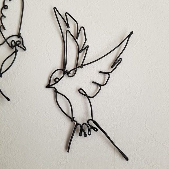 ワイヤーアート 壁飾り バード 【2羽セット】 飾り 壁面 ワイヤークラフト ウォールデコ インテリア雑貨 鳥 北欧 4枚目の画像