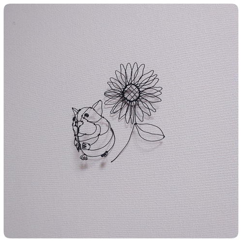 ワイヤーアート ハムスターちゃんとひまわり 立体・オブジェ -cm