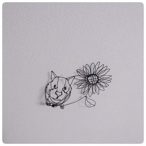 ワイヤーアート ハムスターちゃんとひまわり 立体・オブジェ -cm