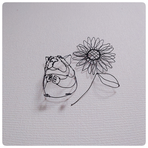 ワイヤーアート ハムスターちゃんとひまわり 立体・オブジェ -cm