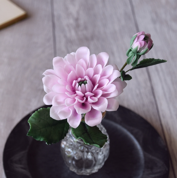 ◆粘土のお花◆　ダリア　オルリム・シングルベース　D858 5枚目の画像
