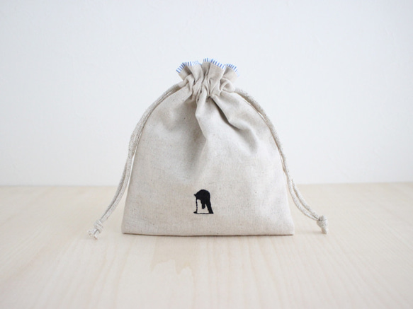 ペンギン刺繍の巾着ポーチ 巾着袋 sunny day works 通販