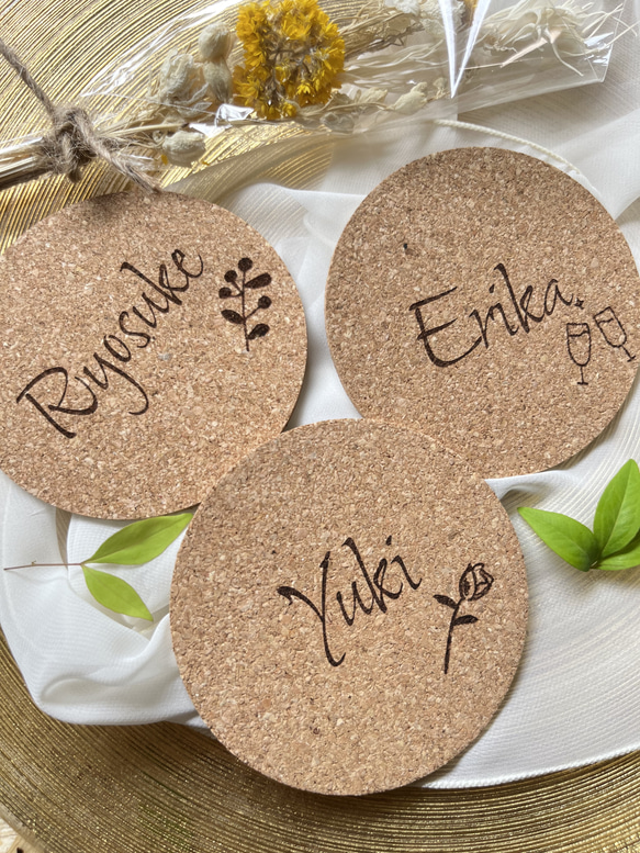 【名入れ無料】翌日~5日以内発送！　結婚式　席札コースター　おしゃれ席札 1枚目の画像