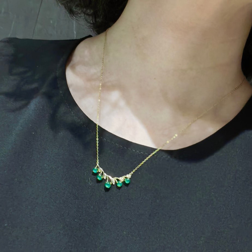 天然ダイヤモンド付きヒスイネックレスk18 ネックレス・ペンダント  