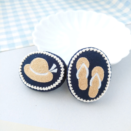 麦わら帽子のふっくら刺繍ブローチ ブローチ catloaf 通販