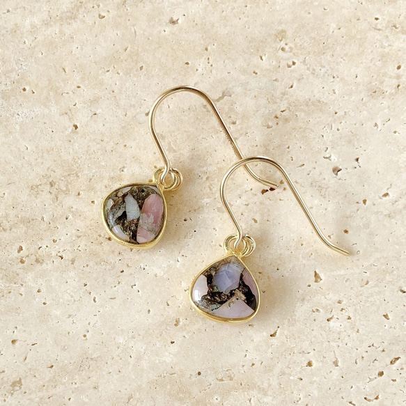 10月の誕生石】コッパーピンクオパールのピアス/イヤリング 桜色 