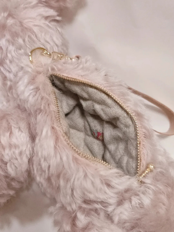 うさぎのバッグ（ハンドストラップ付き）　淡い桜色29cm 5枚目の画像