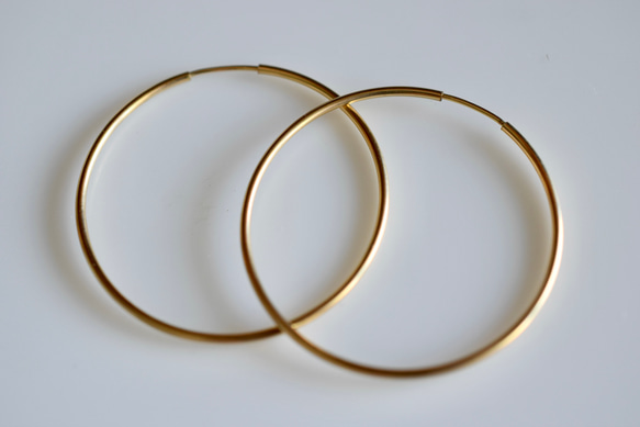 14kgf 20mm 40mm 65mm goldfilled ゴールドフィルド 極細 細身 フープピアス 5枚目の画像